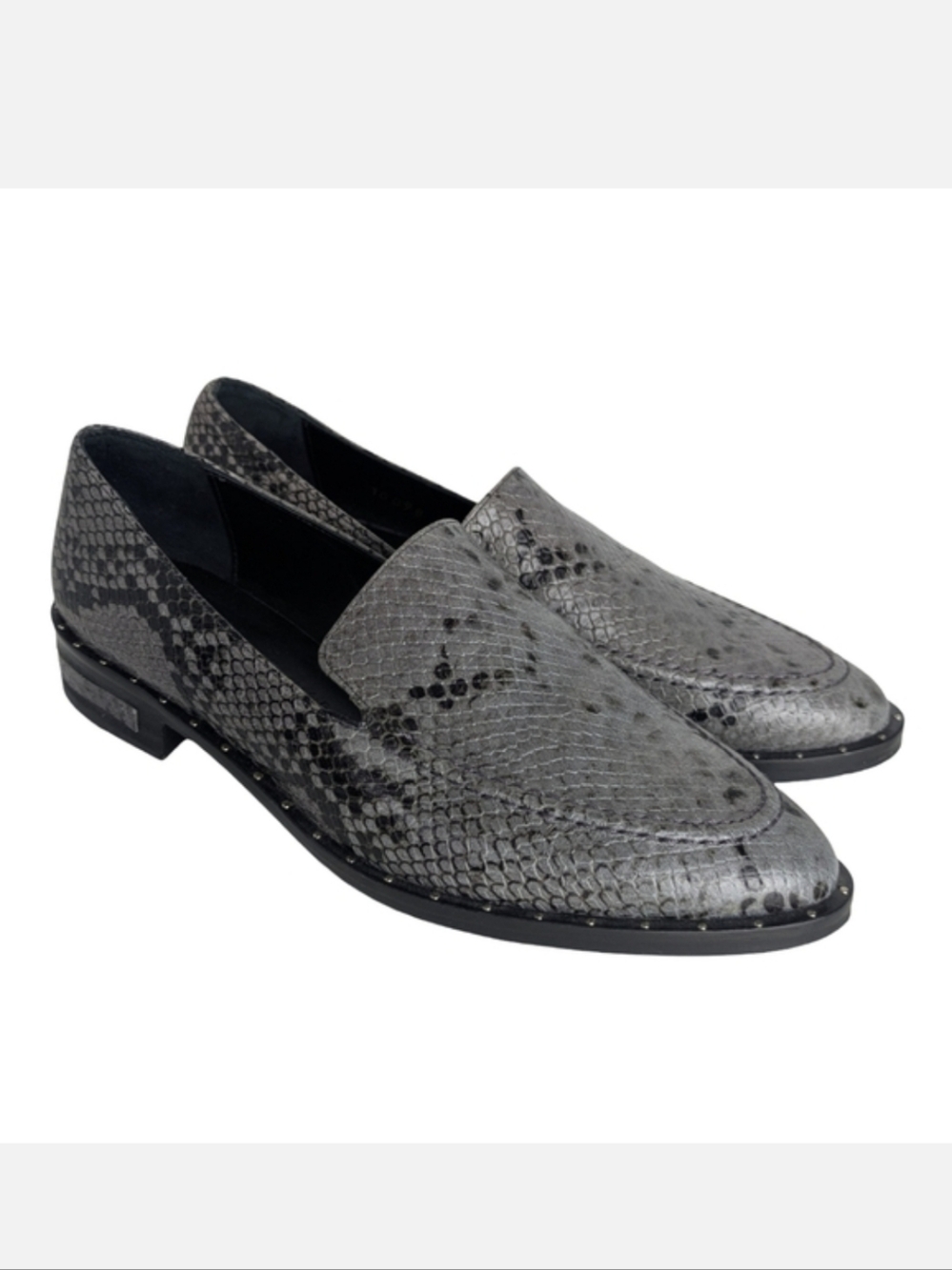 Freda Salvador Gray Snake Pattern Leather Loafers Size  6.5